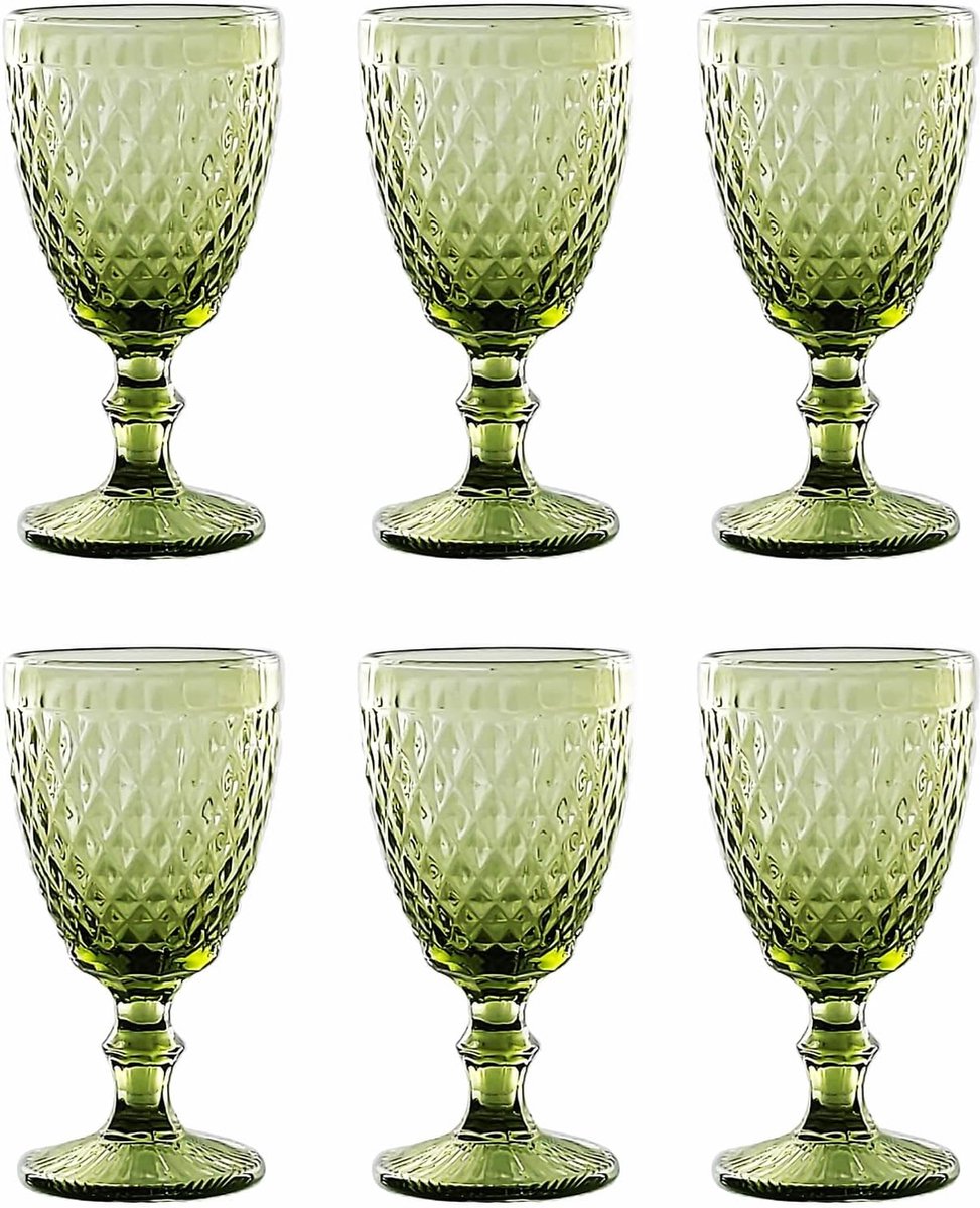 6-delige set glazen net Koning drinkglas glazen wijnglazen waterglas longdrinkglas (6 stuks wijnglas groen)