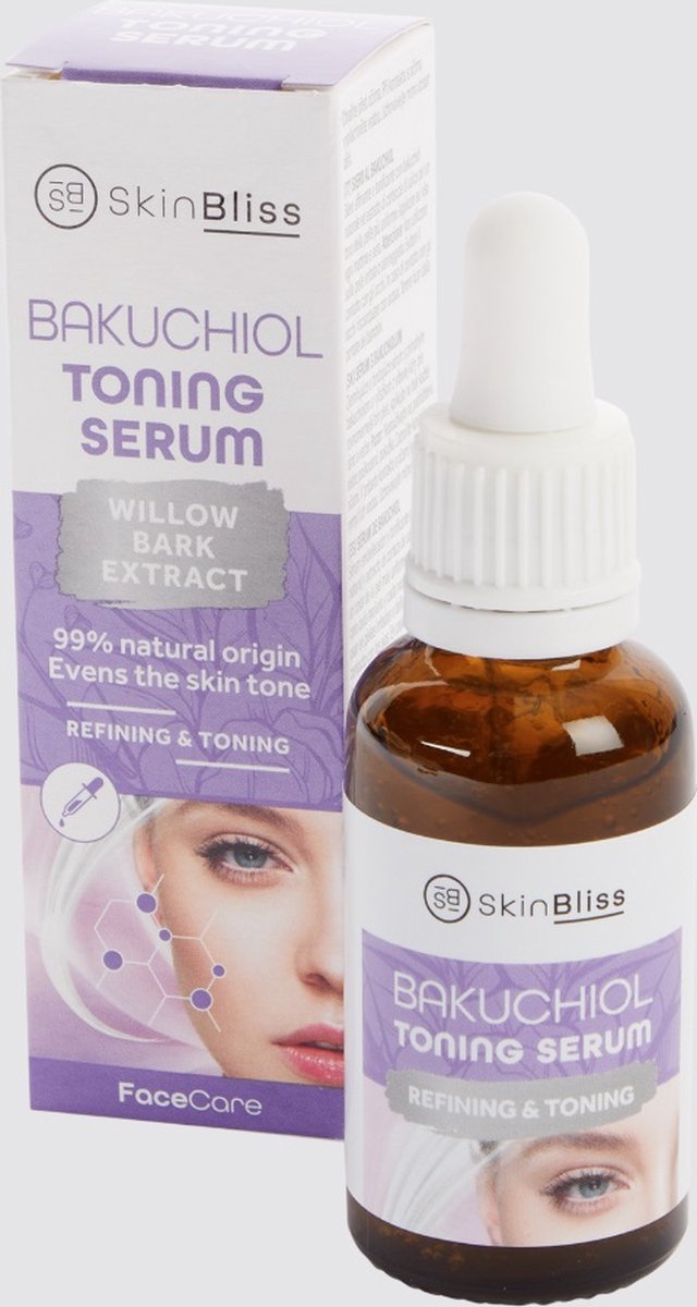 Skin Bliss Huidserum met pipet 30 ml - Toning Serum met Wilgenschors extract - Bakuchiol Toning Serum Willow Bark Extract - Refining & Toning - Vegan Skincare