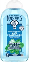 Le Petit Marseillais Shampooing Antipelliculaire 2en1 Menthe Bio et Huiles Essentielles 250 ml
