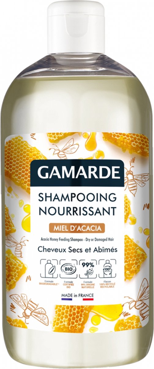Gamarde Voedende Shampoo Acaciahoning Droog en Beschadigd Haar Biologisch 500 ml