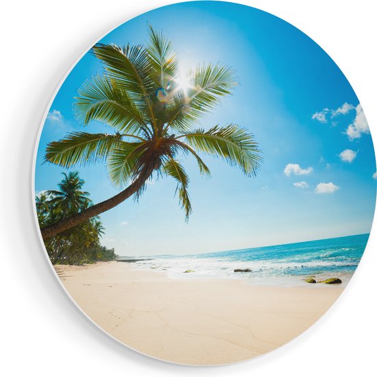 Artaza Forex Muurcirkel Tropisch Strand En Zee In Sri Lanka - 50x50 cm - Klein - Wandcirkel - Rond Schilderij - Muurdecoratie Cirkel