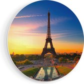 Artaza Forex Muurcirkel Parijs Eiffeltoren Tijdens De Zonsopkomst - 60x60 cm - Wandbord - Wandcirkel - Rond Schilderij - Wanddecoratie Cirkel