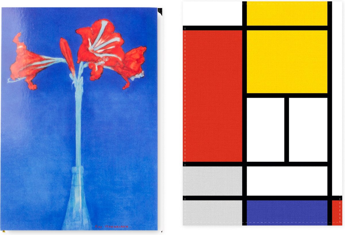 Set van 2 theedoeken - kunst collectie - Mondriaan Amaryllis, Mondriaan - 100 % katoen 50 x 70 - by supervintage