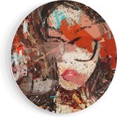 Artaza Forex Muurcirkel Abstracte Kunst van een Meisje - Vrouw - 50x50 cm - Klein - Wandcirkel - Rond Schilderij - Muurdecoratie Cirkel