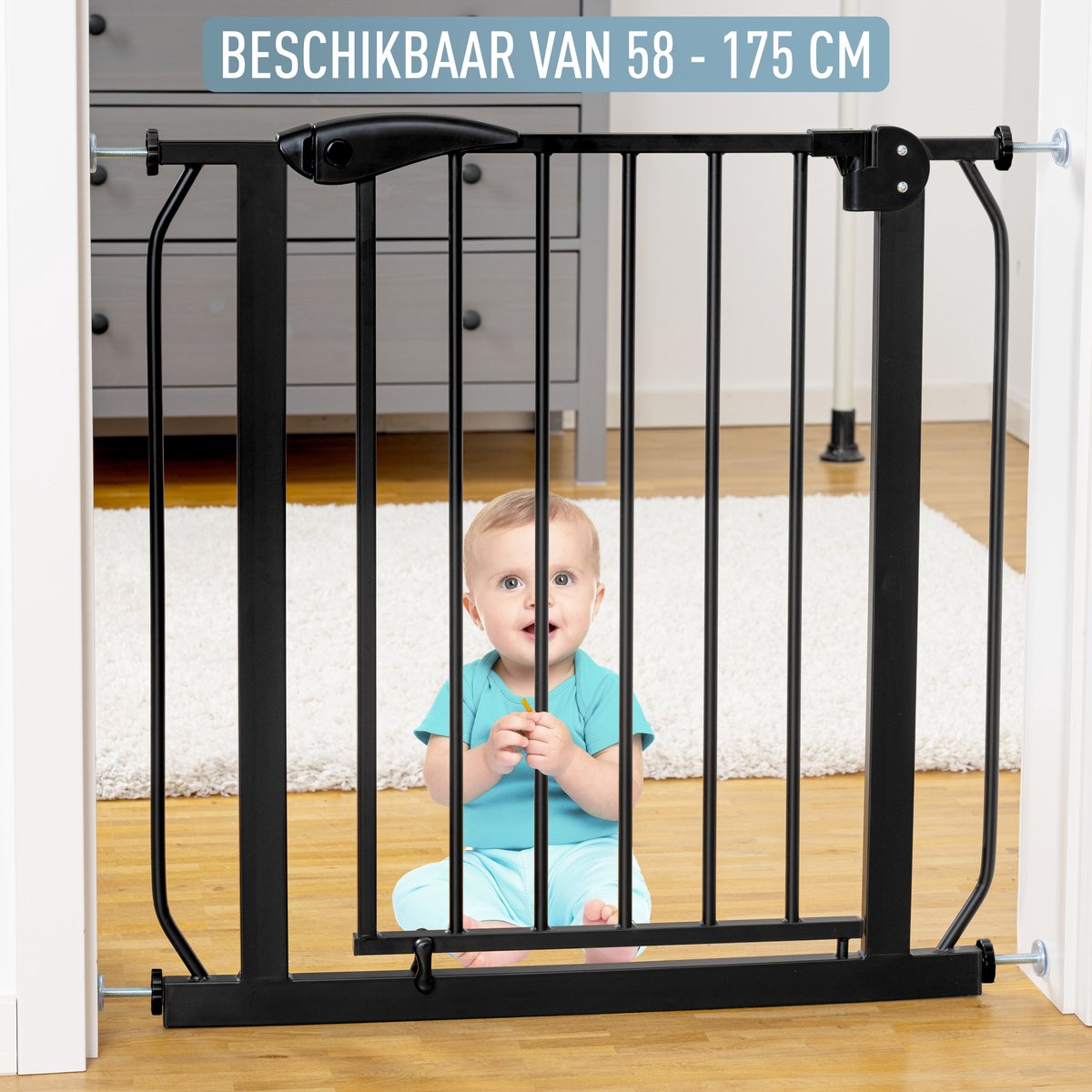 ib style® Berrin S Traphekje - Veiligheidshekje - Zonder Boren - Klembevestiging - Auto Close - 90° Stop - 67-75 cm - ZWART vanaf € 50,95 (april 2026