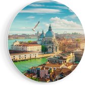 Artaza Forex Muurcirkel Venetië Stad vanuit Boven - 90x90 cm - Groot - Wandcirkel - Rond Schilderij - Muurdecoratie Cirkel
