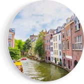 Artaza Forex Muurcirkel Huizen Aan De Oudegracht In Utrecht - 90x90 cm - Groot - Wandcirkel - Rond Schilderij - Muurdecoratie Cirkel
