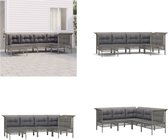 vidaXL 6-delige Loungeset met kussens poly rattan grijs - Loungeset - Loungesets - Tuinset - Tuinbank