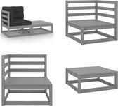 vidaXL 2-delige Loungeset met kussens massief grenenhout grijs - Loungeset - Loungesets - Tuinset - Tuinsets