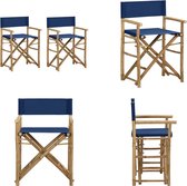 vidaXL Regisseursstoelen 2 st inklapbaar blauw bamboe en stof - Regisseursstoel - Regisseursstoelen - Stoel - Stoelen