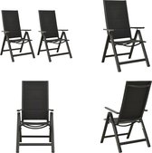 vidaXL Chaises de jardin 2 pcs Pliantes Textilène Aluminium Noir - Chaise empilable - Chaises empilables - Chaise - Chaises