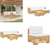 vidaXL 5-delige Loungeset met kussens massief teakhout - Loungeset - Loungesets - Loungeset Voor De Tuin - Loungeset Voor Terras