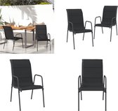 vidaXL Chaises de jardin 2 pcs Acier et textilène Noir - Chaise de jardin - Chaises de jardin - Chaise d'extérieur - Chaise