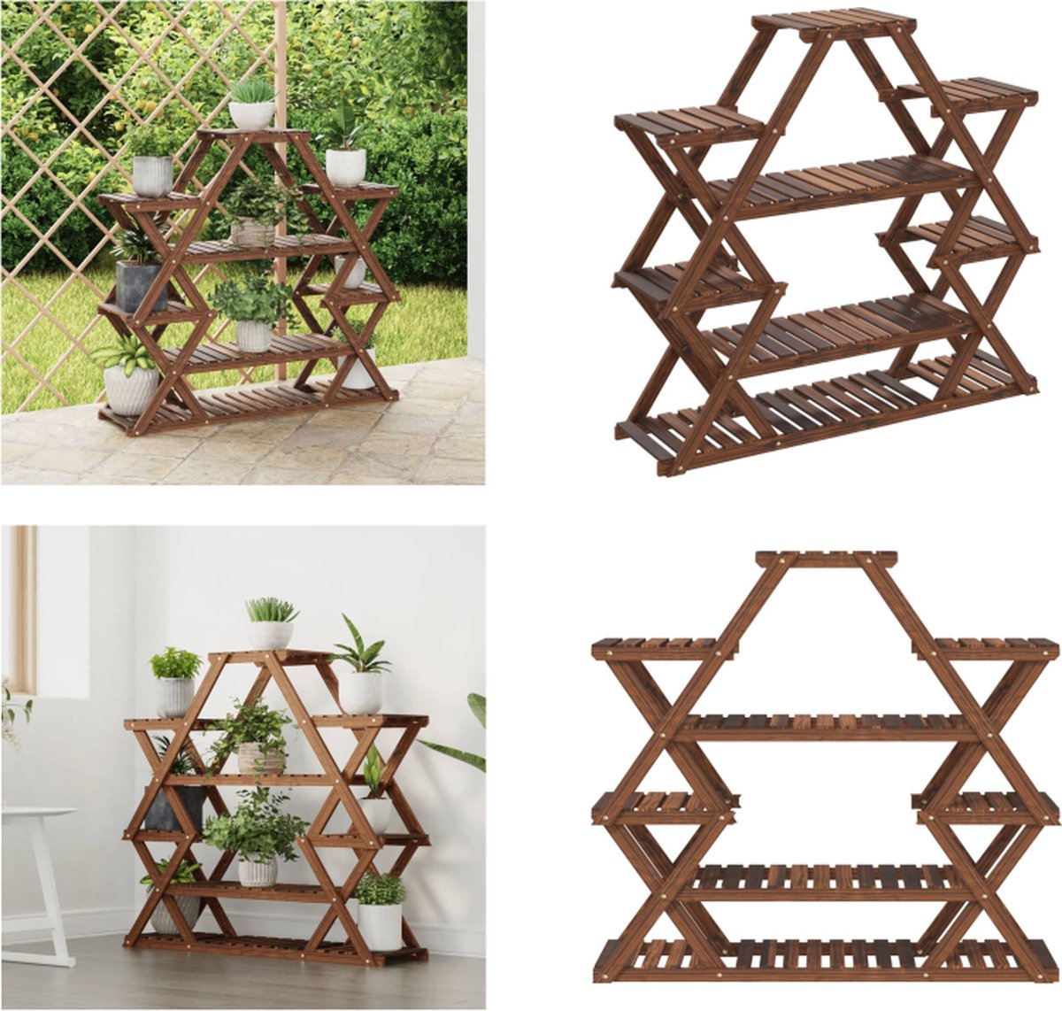 VidaXL Plantenstandaard 110x25x105 cm massief vurenhout Bloemenstandaard Bloemenstandaards Plantenstandaard Bloempotstandaard