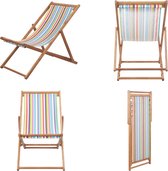 vidaXL Chaise de plage pliante Tissu et cadre en bois Multicolore - Chaise de plage - Chaises de plage - Chaise en bois - Chaises en bois