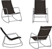 vidaXL Tuinschommelstoel 95x54x85 cm textileen zwart - Schommelstoel - Schommelstoelen - Tuinstoel - Tuinstoelen