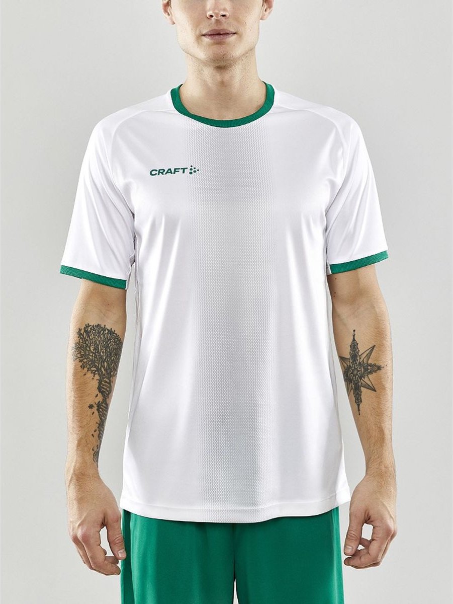 Craft Progress 2.0 Shirt Korte Mouw Heren - Wit / Groen | Maat: L