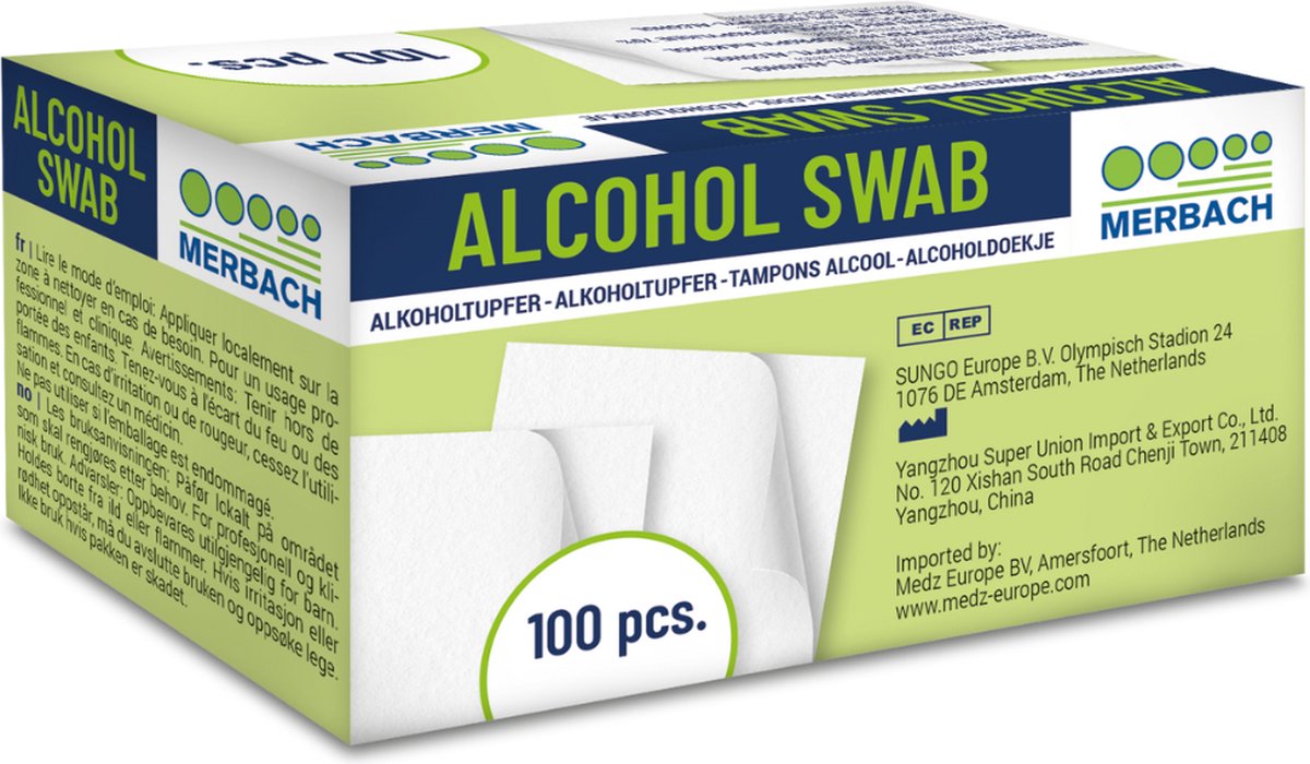 Goedkoopste Merbach Alcoholdoekjes 65x30mm- 2 x 100 stuks voordeelverpakking