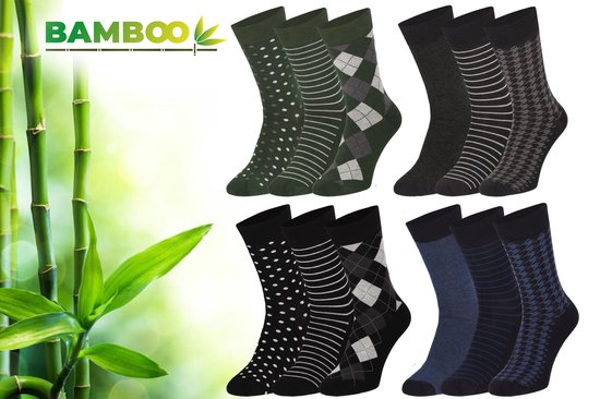 Bamboo Elements - Bamboe Sokken Heren 39 42 - Sokken Dames Maat 39 42 - 12 Paar - Fashion - Lange Sokken - Kousen Heren Sokken - Kousen Dames Sokken - Anti Zweet - Duurzaam