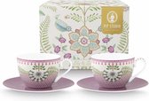 Pip Studio Lily & Lotus - tasse et soucoupe 280ml - lot de deux - porcelaine - lilas