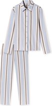 SCHIESSER Selected! Premium pyjamaset - dames pyjama lang flanel biologisch katoen gestreept lila - Maat: 40