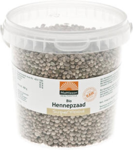 Mattisson - Biologisch Hennepzaad Ongepeld - Hennepzaad bevat Omega 3, Eiwitten & Vezels - 400 gram - Mattisson
