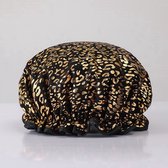 New Age Devi - "Dikke Douchemuts - Zwarte Gouden Leopard Douchemuts/Badmuts voor Vol/Afro Haar"