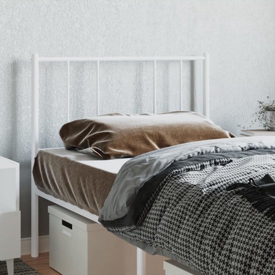 vidaXL Hoofdbord 75 cm metaal wit, hoofdeinde, metalen hoofdeinde, bedonderdeel, metalen hoofdbord, slaapkamermeubel, bedaccessoire, hoofdsteun