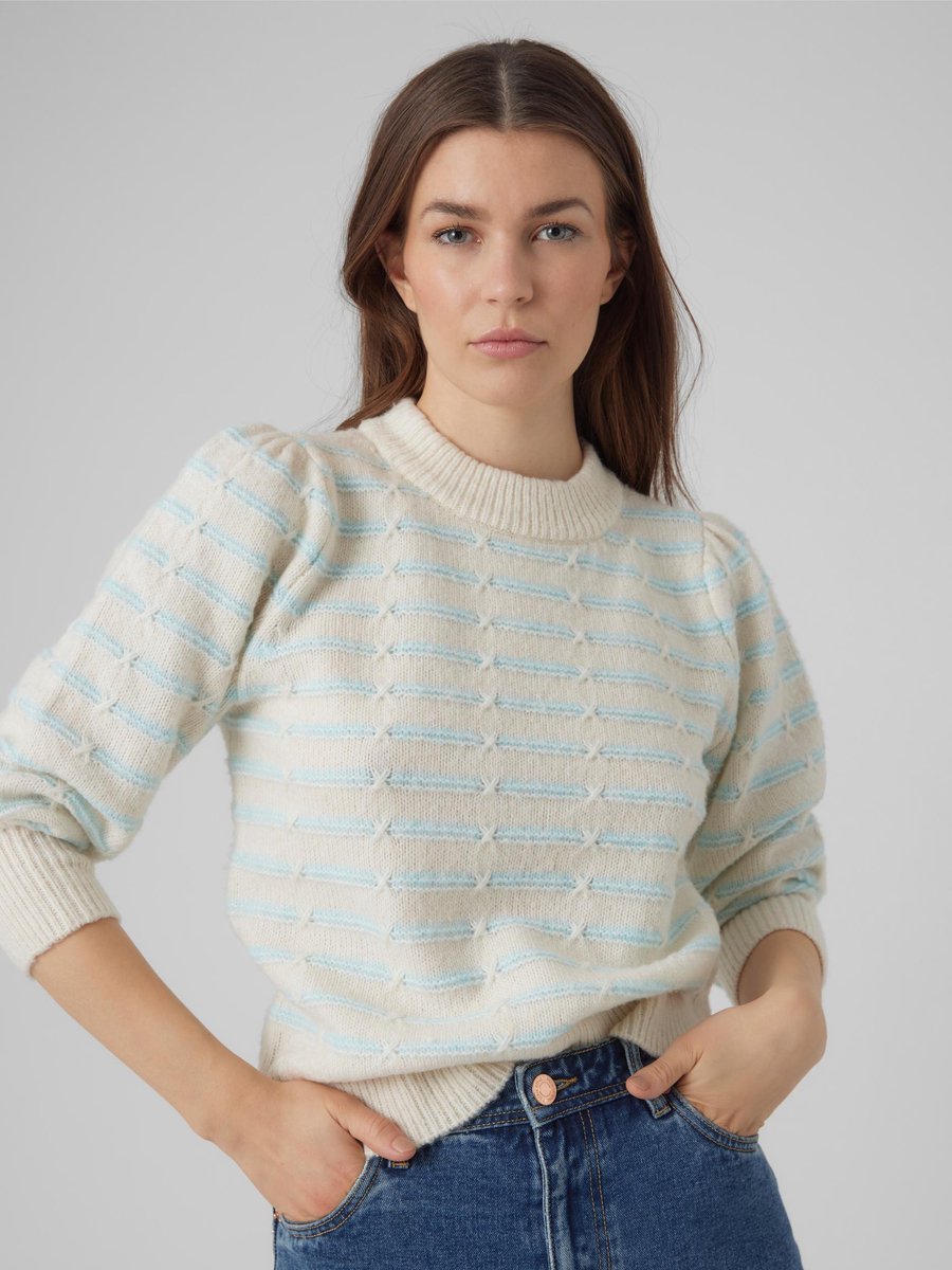 Vero Moda VmLeonor 3/4 O-Neck Pullover Birch WIT XL