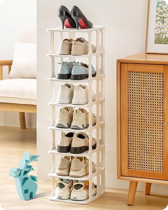 SHOP YOLO-Schoenenrek-stapelbare -vrij combineerbare schoenenopbergers-kunststof schoenenrekken met 8 paar