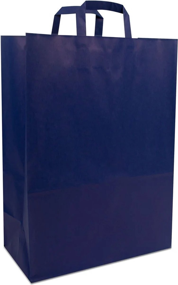 Cadeautasjes met platte handgreep blauw, budget tassen donkerblauw, 32x17x44cm (250 stuks)