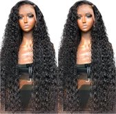 B.O.S. - Diepe Golf - 13X6 Hd Lace - Frontale Human Hair - Pruiken Voor Vrouwen - Braziliaans - Krullend - 13X4 - Menselijk Haar - Kant - Voorkant Pruik - 360 - Pre Geplukt - Lijm loos