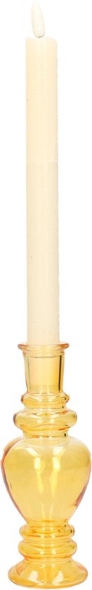 Kaarsen kandelaar Venice - gekleurd glas - helder okergeel - D5,7 x H15 cm