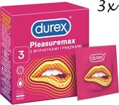 Préservatifsf Durex - Pleasure Me - 9 pièces (3 x 3 pièces - Petit emballage pratique) - Avec nervures et points - Emballage boîte aux lettres - Avec remise de quantité