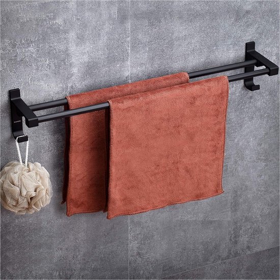 Handdoekrek - Badkamer - Handdoekstang - Handdoekhouder - Dubbel - Met