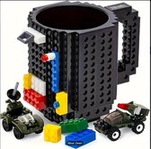 Lego Compatible Mug-Build-on Mug Zwart - 350ml - geschenk voor Lego Fan - Pennenbeker