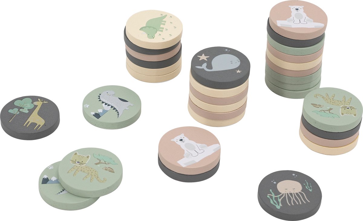 Tryco Wooden Memory Game Jungle - Houten Memoryspel - Dieren en Geheugenspel - Stimuleert Concentratie en Geheugen - Vanaf 24 Maanden