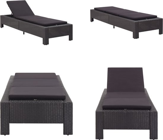 Ligbed met kussen poly rattan zwart kopen