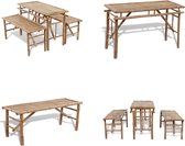 vidaXL-Table-à-bière-avec-2-bancs-100-cm-bambou - Table de pique-nique pour enfants - Tables de pique-nique pour enfants - Table de pique-nique - Tables de pique-nique