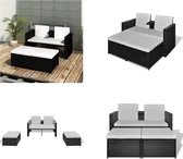 vidaXL 4-delige Loungeset met kussens poly rattan zwart - Loungeset - Loungesets - Lounge Sets - Lounge Sets