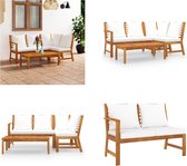 vidaXL 4-delige Loungeset met kussens massief acaciahout crème - Tuinset - Tuinsets - Loungeset - Loungesets