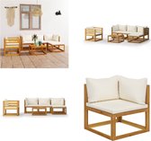 vidaXL 6-delige Loungeset met kussens massief acaciahout crème - Tuinset - Tuinsets - Tuinmeubelset - Tuinmeubelsets