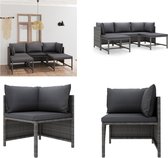 vidaXL 5-delige Loungeset met kussens poly rattan grijs - Tuinset - Tuinsets - Loungeset - Loungesets