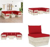 vidaXL 9-delige Loungeset met kussens pallet vurenhout - Loungeset - Loungesets - Tuinset - Tuinsets