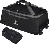 Opvouwbare duffle bag met wielen, waterdichte extra grote reistas, bagage met wieltjes voor op reis, 140 l - zwart
