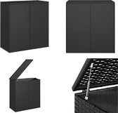 vidaXL Tuinbox 100x49x103-5 cm polyetheen rattan zwart - Kussenbox - Kussenboxen - Tuinbox - Opbergbox