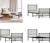 vidaXL Bedframe met hoofd- en voeteneinde metaal zwart 80x200 cm - Bedframe - Bedframes - Eenpersoonsbed - Bed