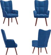 vidaXL Relaxstoel fluweel blauw - Relaxstoel - Relaxstoelen - Fauteuil - Fauteuils