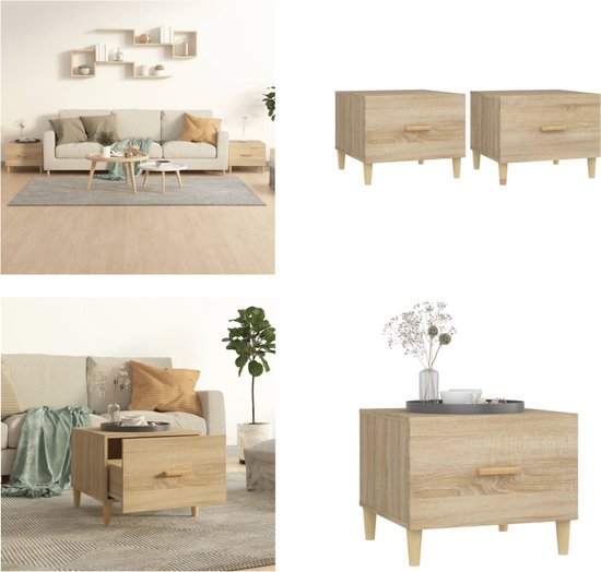 VidaXL Salontafel 100x50x45 cm bewerkt hout sonoma eikenkleurig