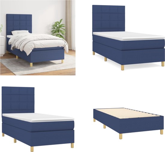 thumbnail: VidaXL Boxspring Met Matras Donkergrijs 120x190 Cm - Incl. Ledverlichting En Topper